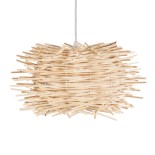 GloboStar® MINORCA 01729 Boho Κρεμαστό Φωτιστικό Πλέγμα Μονόφωτο 1 x E27 IP20 Μπεζ Ξύλο - Μ30 x Π30 x Υ18cm