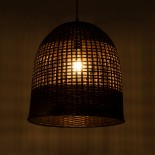 GloboStar® BORA-BORA 01736 Boho Κρεμαστό Φωτιστικό Καμπάνα Μονόφωτο 1 x E27 IP20 Καφέ Ξύλο - Μ42 x Π42 x Y44cm