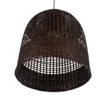 GloboStar® BORA-BORA 01736 Boho Κρεμαστό Φωτιστικό Καμπάνα Μονόφωτο 1 x E27 IP20 Καφέ Ξύλο - Μ42 x Π42 x Y44cm