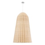 GloboStar® FAROL 01746 Boho Κρεμαστό Φωτιστικό Καμπάνα Μονόφωτο 1 x E27 IP20 Μπεζ Ξύλο - Μ60 x Π60 x Y100cm