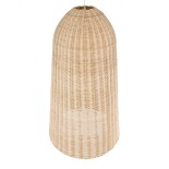 GloboStar® FAROL 01746 Boho Κρεμαστό Φωτιστικό Καμπάνα Μονόφωτο 1 x E27 IP20 Μπεζ Ξύλο - Μ60 x Π60 x Y100cm