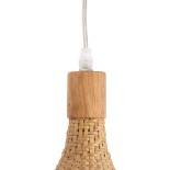 GloboStar® CUBA 01767 Boho Κρεμαστό Φωτιστικό Καμπάνα Μονόφωτο 1 x E27 IP20 Μπεζ Ξύλο - Μ80 x Π80 x Y49cm