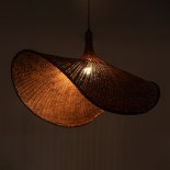 GloboStar® CUBA 01768 Boho Κρεμαστό Φωτιστικό Καμπάνα Μονόφωτο 1 x E27 IP20 Καφέ Ξύλο - Μ80 x Π80 x Y49cm