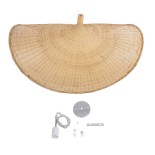 GloboStar® CUBA 01769 Boho Κρεμαστό Φωτιστικό Καμπάνα Μονόφωτο 1 x E27 IP20 Μπεζ Ξύλο - Μ100 x Π100 x Υ55cm