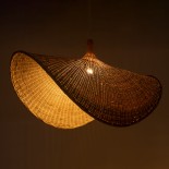 GloboStar® CUBA 01769 Boho Κρεμαστό Φωτιστικό Καμπάνα Μονόφωτο 1 x E27 IP20 Μπεζ Ξύλο - Μ100 x Π100 x Υ55cm