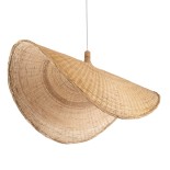 GloboStar® CUBA 01769 Boho Κρεμαστό Φωτιστικό Καμπάνα Μονόφωτο 1 x E27 IP20 Μπεζ Ξύλο - Μ100 x Π100 x Υ55cm