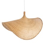 GloboStar® CUBA 01769 Boho Κρεμαστό Φωτιστικό Καμπάνα Μονόφωτο 1 x E27 IP20 Μπεζ Ξύλο - Μ100 x Π100 x Υ55cm