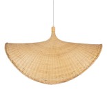 GloboStar® CUBA 01769 Boho Κρεμαστό Φωτιστικό Καμπάνα Μονόφωτο 1 x E27 IP20 Μπεζ Ξύλο - Μ100 x Π100 x Υ55cm