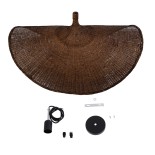 GloboStar® CUBA 01770 Boho Κρεμαστό Φωτιστικό Καμπάνα Μονόφωτο 1 x E27 IP20 Καφέ Ξύλο - Μ100 x Π100 x Y55cm