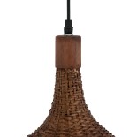 GloboStar® CUBA 01770 Boho Κρεμαστό Φωτιστικό Καμπάνα Μονόφωτο 1 x E27 IP20 Καφέ Ξύλο - Μ100 x Π100 x Y55cm