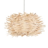 GloboStar® MINORCA 01729 Boho Κρεμαστό Φωτιστικό Πλέγμα Μονόφωτο 1 x E27 IP20 Μπεζ Ξύλο - Μ30 x Π30 x Υ18cm