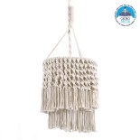GLOBOSTAR® ALGERIA 36204 Boho Κρεμαστό Φωτιστικό Οροφής με Ντουί 1 x E27 AC 220-240V IP20 - Μπεζ - Μ30 x Π30 x Υ40cm