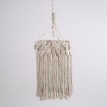 GloboStar® CONGO 36206 Boho Κρεμαστό Φωτιστικό Μακραμέ Μονόφωτο 1 x E27 IP20 Μπεζ Βαμβακερό Νήμα - Μ30 x Π30 x Υ50cm