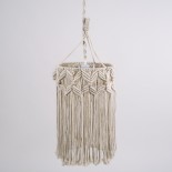 GloboStar® CONGO 36206 Boho Κρεμαστό Φωτιστικό Μακραμέ Μονόφωτο 1 x E27 IP20 Μπεζ Βαμβακερό Νήμα - Μ30 x Π30 x Υ50cm