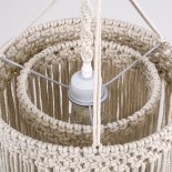 GloboStar® ZAMBIA 36208 Boho Κρεμαστό Φωτιστικό Μακραμέ Μονόφωτο 1 x E27 IP20 Μπεζ Βαμβακερό Νήμα - Μ30 x Π30 x Υ60cm