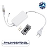 GloboStar® 70646 Single Color Dimmer με Ασύρματο Χειριστήριο IR - Μεταλλάκτης Τροφοδοσίας AC/DC 230V IP20 για TUBE 360° Degree Neon Flex LED Μονόχρωμη 2 Pin Max 1500W - Έως 100 Μέτρα