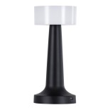 GloboStar® NANNA 76472 Επαναφορτιζόμενο Επιτραπέζιο Φωτιστικό Πορτατίφ LED 1.5W 105lm 120° DC 5V IP44 CCT Ultra Θερμό 1500K - Φυσικό Λευκό 4500K - Ψυχρό Λευκό 6000K Dimmable Μαύρο & Λευκό Πλαστικό - Μ9 x Π9 x Υ21cm - 2 Χρόνια Εγγύηση