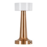 GloboStar® NANNA 76474 Επαναφορτιζόμενο Επιτραπέζιο Φωτιστικό Πορτατίφ LED 1.5W 105lm 120° DC 5V IP44 CCT Ultra Θερμό 1500K - Φυσικό Λευκό 4500K - Ψυχρό Λευκό 6000K Dimmable Χάλκινο & Λευκό Πλαστικό - Μ9 x Π9 x Υ21cm - 2 Χρόνια Εγγύηση
