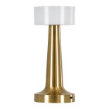 GloboStar® NANNA 76475 Επαναφορτιζόμενο Επιτραπέζιο Φωτιστικό Πορτατίφ LED 1.5W 105lm 120° DC 5V IP44 CCT Ultra Θερμό 1500K - Φυσικό Λευκό 4500K - Ψυχρό Λευκό 6000K Dimmable Χρυσό & Λευκό Πλαστικό - Μ9 x Π9 x Υ21cm - 2 Χρόνια Εγγύηση