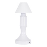 GloboStar® LUNNA 76476 Μοντέρνο Επιτραπέζιο Φωτιστικό Πορτατίφ LED 1.5W 105lm 120° DC 5V Επαναφορτιζόμενο με Μπαταρία Li-ion 1800mAh - Διακόπτη Αφής με 3 Εναλλαγές Φωτισμού CCT Θερμό - Φυσικό - Ψυχρό 1500K - 4500K - 6000K Dimmable - D9 x 23cm - Λευκό
