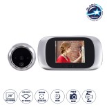 GloboStar® 86067 Επαναφορτιζόμενη Ψηφιακή Έξυπνη Camera Εξώπορτας 90° Μοιρών με Έγχρωμη Οθόνη 2.8