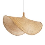 GloboStar® CUBA 01769 Boho Κρεμαστό Φωτιστικό Καμπάνα Μονόφωτο 1 x E27 IP20 Μπεζ Ξύλο - Μ100 x Π100 x Υ55cm