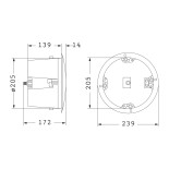 GloboStar® FDB C600T 98012 Facilities Speaker - Παθητικό Ηχείο Εγκαταστάσεων Χωνευτό Οροφής με Μετασχηματιστή 100V & 8Ω - 40W RMS (80W Peak) - 1 x 6