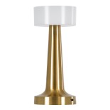 GloboStar® NANNA 76475 Επαναφορτιζόμενο Επιτραπέζιο Φωτιστικό Πορτατίφ LED 1.5W 105lm 120° DC 5V IP44 CCT Ultra Θερμό 1500K - Φυσικό Λευκό 4500K - Ψυχρό Λευκό 6000K Dimmable Χρυσό & Λευκό Πλαστικό - Μ9 x Π9 x Υ21cm - 2 Χρόνια Εγγύηση