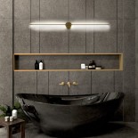 GLOBOSTAR® DIADEM 61334 Μοντέρνο Φωτιστικό Τοίχου - Απλίκα LED 18W 2160lm 120° AC 220-240V IP20 Ρυθμιζόμενο Λευκό CCT με On/Off 2700K/4500K/6000K - Lumileds SMD Chip  - Χρυσό Βούρτσας - Μ10 x Π4 x Υ120cm - 3 Χρόνια Εγγύηση