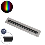 GLOBOSTAR® UNDERGROUND-REMVI 90193 Χωνευτή Μπάρα Φωτισμού Wall Washer LED 12W 1020lm 10° DC 24V Αδιάβροχο IP68 RGBW Dimmable DMX512 - Ανοξείδωτο Ατσάλι 304 - Μ50 x Π9 x Υ7.2cm / Q48.5 x 7.5cm - 3 Χρόνια Εγγύηση