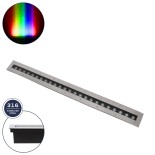 GLOBOSTAR® UNDERGROUND-REMVI 90195 Χωνευτή Μπάρα Φωτισμού Wall Washer LED 24W 2040lm 10° DC 24V Αδιάβροχο IP68 RGBW Dimmable DMX512 - Ανοξείδωτο Ατσάλι 304 - Μ100 x Π9 x Υ7.2cm/ Q98.2 x 7.6cm - 3 Χρόνια Εγγύηση