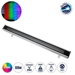 GloboStar® WASHER-AION 90103 Μπάρα Φωτισμού Wall Washer Special Water Effect - Ειδικού Εφέ Νερού LED 60W 3600lm 30° DC 24V Αδιάβροχο IP68 L100.5 x W8.2 x H9.1cm RGBW DMX512 - Ασημί - 3 Years Warranty
