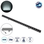 GloboStar® WASHER-FAIA 90188 Μπάρα Φωτισμού Wall Washer με Αντιθαμβωτική Γρίλια LED 24W 2400lm 15° DC 24V Αδιάβροχο IP65 L100 x W4 x H5.5cm Ψυχρό Λευκό 6000K - Ασημί - 3 Years Warranty