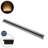 GLOBOSTAR® UNDERGROUND-REMVI 90194 Χωνευτή Μπάρα Φωτισμού Wall Washer LED 24W 2160lm 10° DC 24V Αδιάβροχο IP68 Θερμό Λευκό 2700K Dimmable - Ανοξείδωτο Ατσάλι 304 - Μ100 x Π9 x Υ7.2cm / Q98.2 x 7.6cm - 3 Χρόνια Εγγύηση