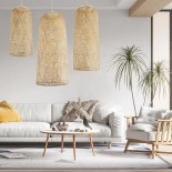 GLOBOSTAR® CALERO 01710 Boho Κρεμαστό Φωτιστικό Οροφής με Ντουί 1 x E27 AC 220-240V IP20 - Μπεζ - Μ25 x Π25 x Υ50cm