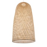 GloboStar® CALERO 00670 Boho Κρεμαστό Φωτιστικό Καμπάνα Μονόφωτο 1 x E27 IP20 Μπεζ Ξύλο - Μ60 x Π60 x Y120cm