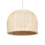 GloboStar® BERMUDA 01708 Boho Κρεμαστό Φωτιστικό Καμπάνα Μονόφωτο 1 x E27 IP20 Μπεζ Ξύλο - Μ31 x Π31 x Y22cm