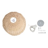 GloboStar® BERMUDA 01708 Boho Κρεμαστό Φωτιστικό Καμπάνα Μονόφωτο 1 x E27 IP20 Μπεζ Ξύλο - Μ31 x Π31 x Y22cm