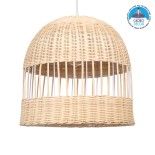 GloboStar® LUCIA 01725 Boho Κρεμαστό Φωτιστικό Καμπάνα Μονόφωτο 1 x E27 IP20 Μπεζ Ξύλο - Μ40 x Π40 x Y34cm