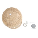 GloboStar® LUCIA 01725 Boho Κρεμαστό Φωτιστικό Καμπάνα Μονόφωτο 1 x E27 IP20 Μπεζ Ξύλο - Μ40 x Π40 x Y34cm