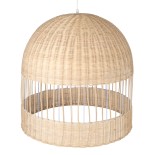 GloboStar® LUCIA 01726 Boho Κρεμαστό Φωτιστικό Καμπάνα Μονόφωτο 1 x E27 IP20 Μπεζ Ξύλο - Μ60 x Π60 x Y60cm