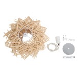 GloboStar® MINORCA 01730 Boho Κρεμαστό Φωτιστικό Πλέγμα Μονόφωτο 1 x E27 IP20 Μπεζ Ξύλο - Μ35 x Π35 x Y23cm