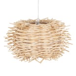 GloboStar® MINORCA 01730 Boho Κρεμαστό Φωτιστικό Πλέγμα Μονόφωτο 1 x E27 IP20 Μπεζ Ξύλο - Μ35 x Π35 x Y23cm