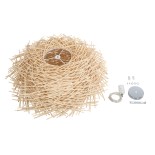 GloboStar® MINORCA 01731 Boho Κρεμαστό Φωτιστικό Πλέγμα Μονόφωτο 1 x E27 IP20 Μπεζ Ξύλο - Μ60 x Π60 x Y35cm