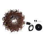 GloboStar® MINORCA 01732 Boho Κρεμαστό Φωτιστικό Πλέγμα Μονόφωτο 1 x E27 IP20 Καφέ Ξύλο - Μ30 x Π30 x Y18cm