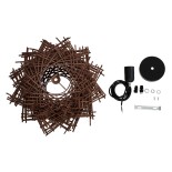 GloboStar® MINORCA 01733 Boho Κρεμαστό Φωτιστικό Πλέγμα Μονόφωτο 1 x E27 IP20 Καφέ Ξύλο - Μ35 x Π35 x Y23cm