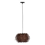 GloboStar® MINORCA 01733 Boho Κρεμαστό Φωτιστικό Πλέγμα Μονόφωτο 1 x E27 IP20 Καφέ Ξύλο - Μ35 x Π35 x Y23cm