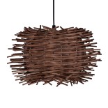 GloboStar® MINORCA 01733 Boho Κρεμαστό Φωτιστικό Πλέγμα Μονόφωτο 1 x E27 IP20 Καφέ Ξύλο - Μ35 x Π35 x Y23cm