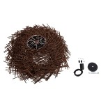GloboStar® MINORCA 01734 Boho Κρεμαστό Φωτιστικό Πλέγμα Μονόφωτο 1 x E27 IP20 Καφέ Ξύλο - Μ60 x Π60 x Y35cm
