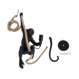 GloboStar® APES 01801 Μοντέρνο Κρεμαστό Φωτιστικό Φιγούρα Μονόφωτο 1 x E27 IP20 Μαύρο Πλαστικό με Μπεζ Σχοινί - Μ26 x Π28 x Υ69cm